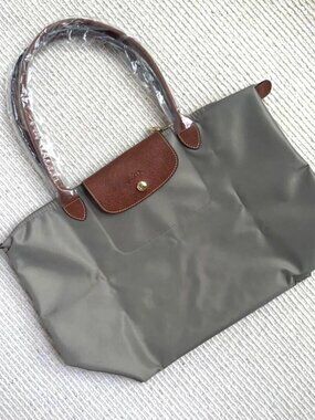NWT Medium Longchamp Original Handbag Turtledove Grey Canvas Shoulder Tote M